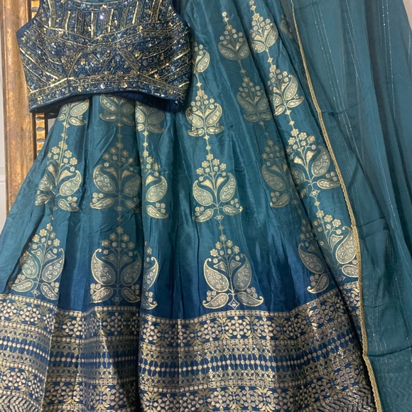 Pure banarsi silk lengha with hand embroidery blouse - Picture 5 of 10